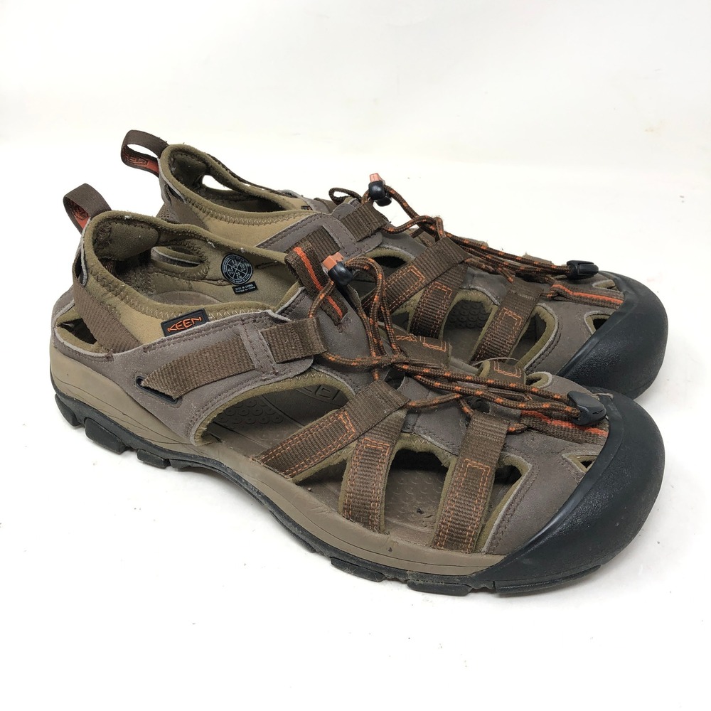 KEEN Mens 11 Owyhee Sandals Brown Hiking Bungee Lace Water Trail Shoes